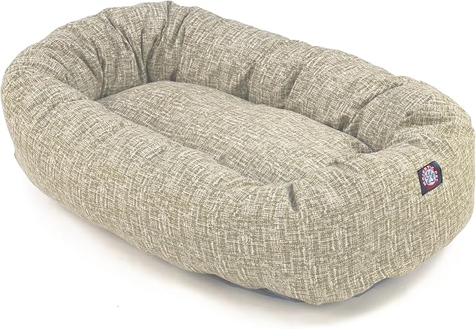 Majestic Pet 40 Inch Bagel Calming Dog Bed Washable – Cozy Soft Round Dog Bed with Spine Support for Dogs to Rest Their Head - Fluffy Donut Puppy Mat 40x29x9 (Inch) Large – Tan