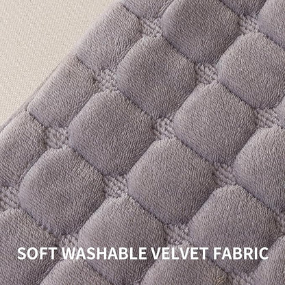 Velvet Throw Pillow Covers(Pack of Two, Light Grey) 18×18 Inch Decorative Pillows Cover Neutral Soft Chenille Couch Pillows with Zipper Aesthetic for Living Room and Bedroom