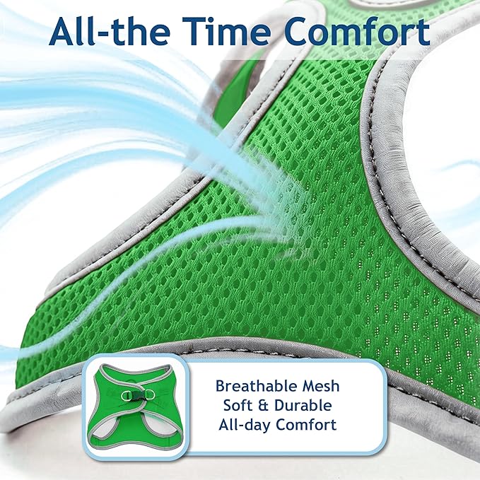 Kruz Dog Harness (Chest 13.5"-14", Weight 4–6 lbs) Athletica Adjustable Heavy Duty No Choke Puppy Vest for Small Dogs Lightweight Air Mesh, Reflective, Puppy Essentials – Mint Green, X-Small