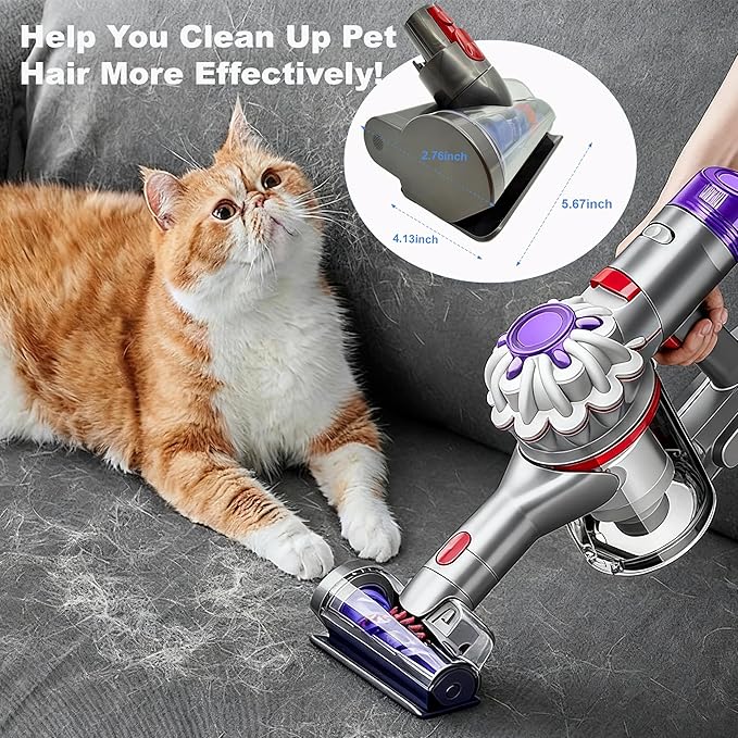 Mini Motorized Brush Head Replacement for Dyson V7 V8 Cyclone V10 V11 V15,Anti-Tangle Hair & Pet Hair Removal Vacuum Attachment Head for Carpeted Stairs,Couch Cushions,Bed,Car Carpet,Curtain
