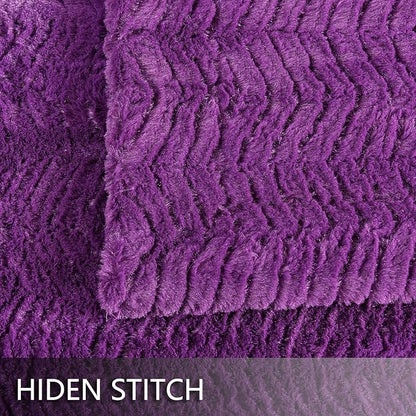 YUSOKI Luxury Faux Fur Throw Blanket(Without Pillows) 2 Layers,3lb,All Ages,Home Decoration, (Purple,50" x 63")