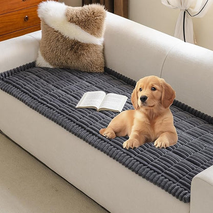 MYSKY HOME Couch Covers for 3-4 Cushion Sofa Pet Friendly, Couch Cover for Dogs, Sofa Covers for Pets Washable, Soft Non-Slip Sofa Slipcovers Furniture Protector Covers, Dark Grey, 27.6" x 82.7"