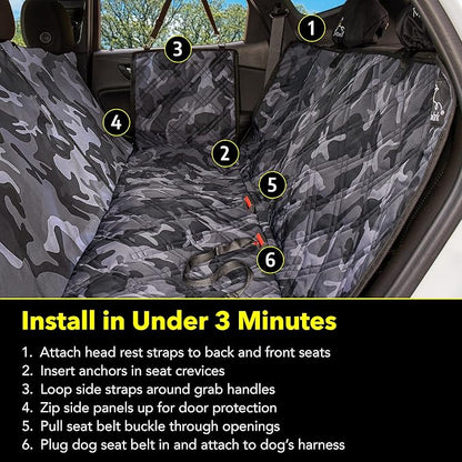 Meadowlark Dog Car Seat Cover, X-Large Heavy Duty Pet Seat Cover for Back Seat, Extra Padded Non-Slip Dog Hammock, Water-Resistant Back Seat Protector for Cars Trucks and SUVs (64” W x 60" L)