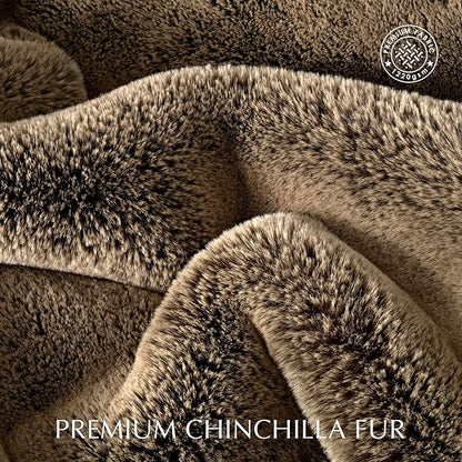 EVERGRACEHOME Luxury Soft Faux Chinchilla Fur Throw Blanket for Couch, Warm Thick Heavy Winter Throw Blanket 1220GSM for Bed, Fluffy Cozy Mink Blanket with Reversible Velvet, Brown Sable, 60"x80"