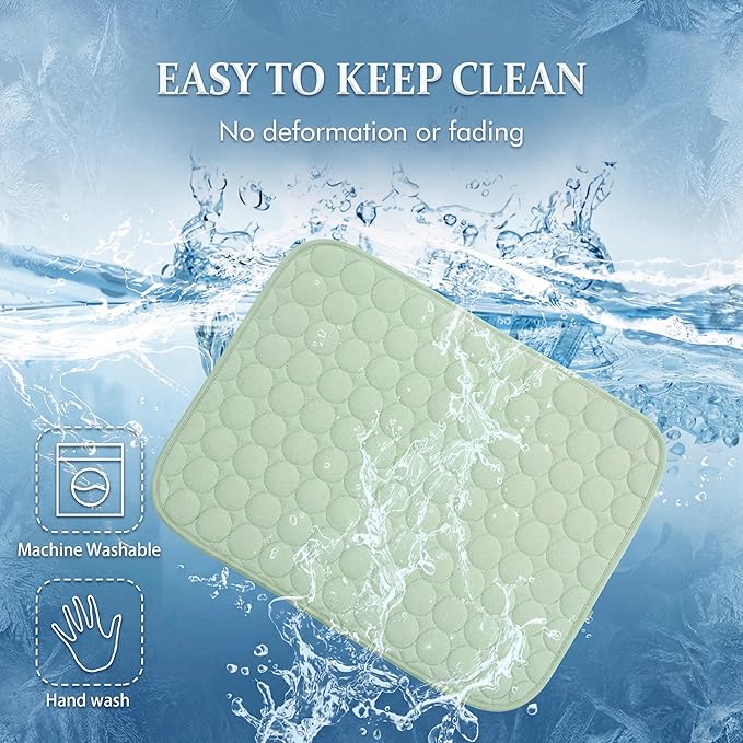 MICROCOSMOS Summer Cooling Mat & Sleeping Pad- Water Absorption Top, Materials Safe, Easy Carry, EZ Clean. Keep Cooling for Pets, Kids and Adults.(Green, 19" x15")