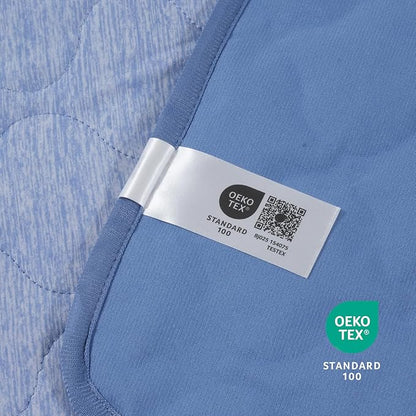 Cozy Bliss Deluxe Leakproof Cooling Blanket for Small Dogs Q-Max 0.5, Soft & Durable Washable Pet Cooling Mat for Hot Weather, Livingroom, Pet Throw & Couch Protector for Cats, Haze Blue, 25"x35"