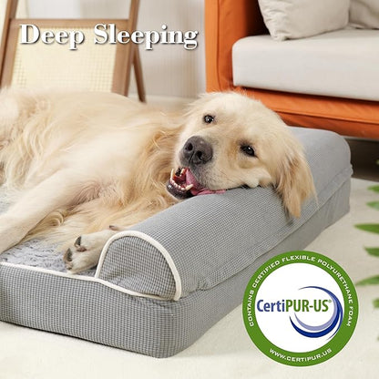 TJSOULER Orthopedic Dog Beds for Large Dogs,Waterproof Lined Egg Crate Foam Pet Bed Mat with Removable and Washable Cover and Non Slip Bottom,Dog Sofa Bed