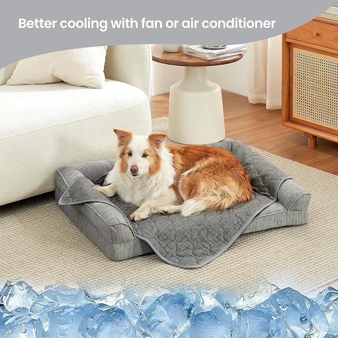 Cozy Bliss Deluxe Leakproof Cooling Blanket for Dogs Q-Max 0.5, Sofa Topper & Couch Protector for Pet, Soft & Durable Washable Pet Cooling Mat for Hot Weather, Charcoal Grey, 30"x70"