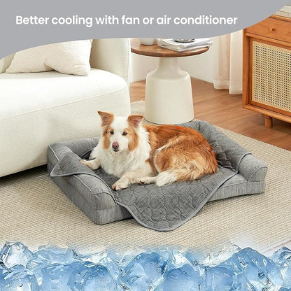 Cozy Bliss Deluxe Leakproof Cooling Blanket for Medium Dog Q-Max 0.5, Soft & Durable Washable Pet Cooling Mat for Hot Weather, Livingroom, Pet Throw & Couch Protector, Charcoal Grey, 30"x40"