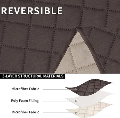 Easy-Going Recliner Sofa Cover, Reversible Couch Cover for 3 Seat Recliner, Split Sofa Cover for Each Seat, Furniture Protector with Elastic Straps for Dogs, Pets(3 Seater, Chocolate/Beige)