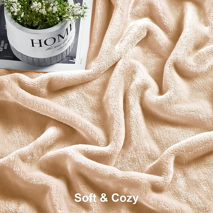 DREAMNINE Extra Large Fleece Blanket Soft Comfy Fluffy Bed Blankets King Size 90" x 108", Luxury Decorative Fuzzy Blanket for Bedroom, Big Cozy Shaggy Warm Flannel Blankets for Winter Autumn Pet,Beige