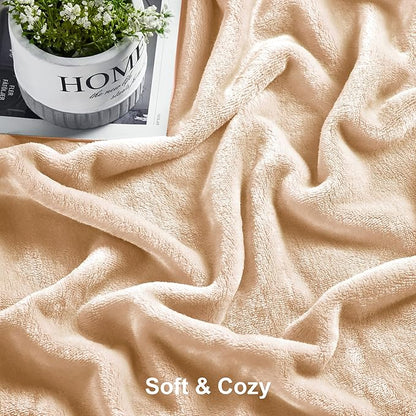 DREAMNINE Extra Large Fleece Blanket Soft Comfy Fluffy Bed Blankets King Size 90" x 108", Luxury Decorative Fuzzy Blanket for Bedroom, Big Cozy Shaggy Warm Flannel Blankets for Winter Autumn Pet,Beige
