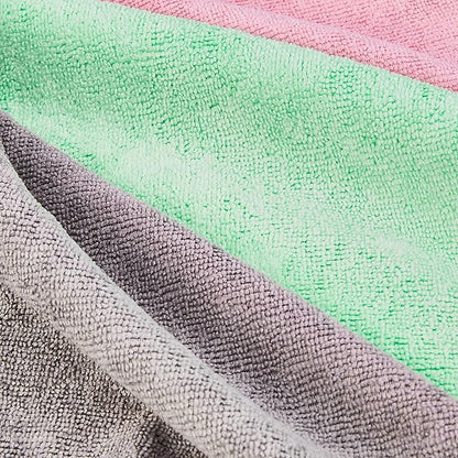 Amazon Basics Microfiber Cleaning Cloths, Ultra-Soft and Highly Absorbent, Streak-Free, Lint-Free, Scratch-Free, Washable, for Car Detailing and Glass Cleaning, 16" x 12", Green/Gray/Pink, 24-Pack