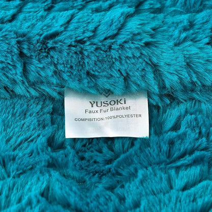 YUSOKI Luxury Faux Fur Twin XL Blanket for Twin XL Bed 2 Layers,5.2lb,All Ages,Home Decoration Without Pillows(Teal,63"x90")
