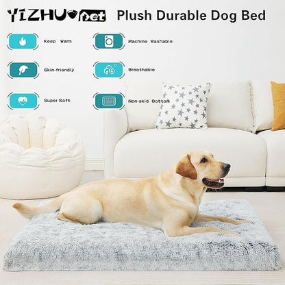 Dog Bed, Dog Crate Pad with Removable Washable Pet Mat Cover, Non-Slip Bottom, Waterproof Orthopedic Dog Beds for Large/Medium/Small Dogs (XL(42''x30''x4''), Grey)