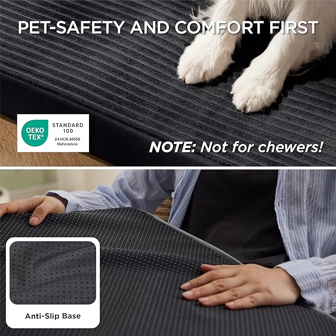 Bedsure ComfyFleece XXL Dog Bed for Crate - Extra Large Orthopedic Pet Beds with Removable Washable Cover, NOT Waterproof Egg Crate Foam Mat, Suitable for Pet Up to 100 lbs, 47x29x4, Not for Chewers