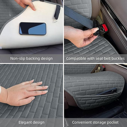 Linen Car Seat Covers Front Seat Covers - 2 PCS Durable & Non-Slip Breathable Cloth Fabric Car Seat Protector, Universal Fit for Most Automotive, Vans, SUVs, Trucks - Dark Gray