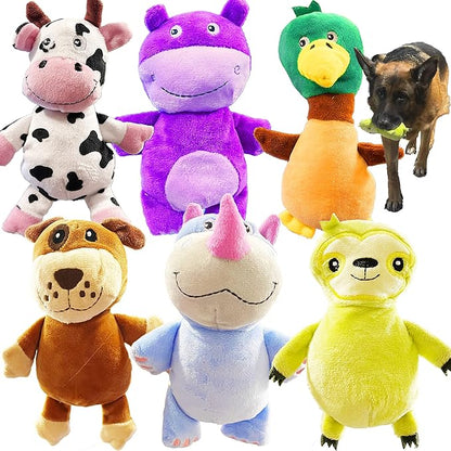 Jalousie Multipack Dog Squeaky Toys Strong Almost Indestructible, with Added Liner for Longer Play Dog Chew Toys (Medium Size - 6 Pack Assorted Animals)
