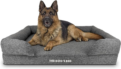 The Dog’s Bed Orthopedic Memory Foam Dog Bed with Bolsters for XL Dogs, Waterproof Washable Cover, Anti-Slip Base, Calming Surface – CertiPUR-Certified Foam, Largeinen Fabric, Grey Linen, XL