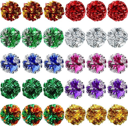 Silkfly 200 Pcs Polyester Film Crinkle Balls Cat Toys 2.36" Interactive Crinkle Ball, Colorful Balls Chew Toy for Cat Chase Ball Toys Attract Cats for Indoor Cats and Kittens to Keep Fit and Active