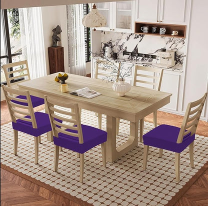 Smiry Waterproof Seat Covers for Dining Room Chairs Set of 2, Stretch Jacquard Removable Washable Chair Seat Slipcovers Protector, No Rear Covers, Violet