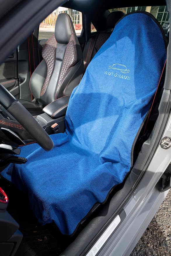 Waterproof Car Seat Towel Cover, Towel that Goes Over Car Seat for Sweat Protection, Quick-Dry Microfiber, Non-Slip Backing, Machine Washable, Fits Cars SUVs Trucks