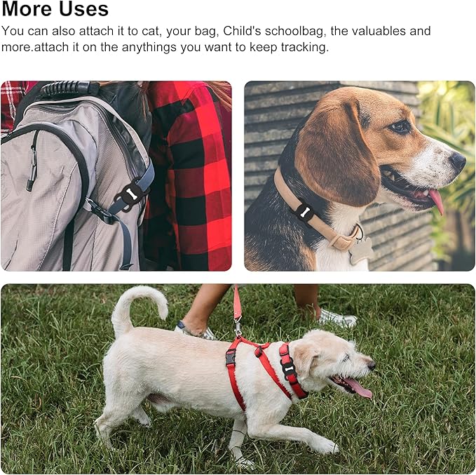 for Airtag Dog Collar Holder (1st & 2nd Generation) Air Tag Protective Cat Airtag Dog Collar, Silicone AirTags GPS Tracking Accessories, Air Tags with Bone Pattern (1 Pack(Black))