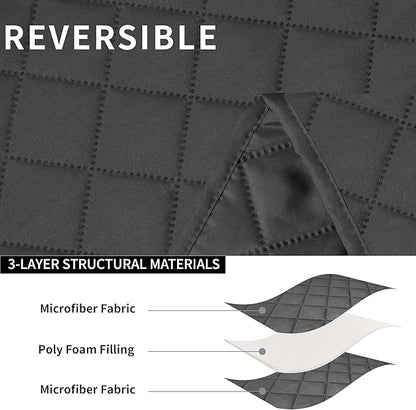 Easy-Going Oversized Recliner Sofa Cover, Reversible Couch Cover for 3 Seat Recliner, Split Sofa Cover for Each Seat with Elastic Straps for Kids, Dogs, Pets (3 Seater, Dark Gray/Dark Gray)