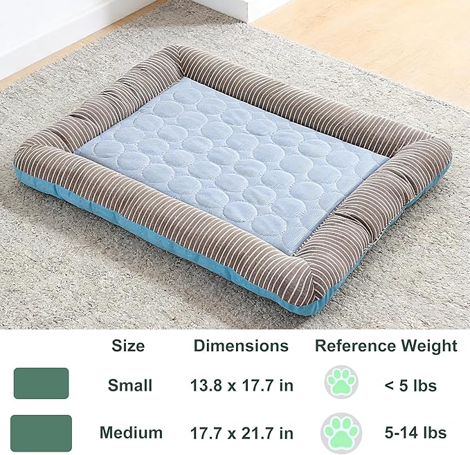 RPGT Summer Pet Self Cooling Pad Washable Sleeping Blanket- No Need to Freeze Or Refrigerate 14"x 18" Kennel Mat for Small Medium Dog and Adult Cat