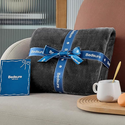 Bedsure GentleSoft Twin XL Fleece Blanket Dorm Bedding - Lightweight Soft Cozy Blankets for Bed, Sofa, Couch, Travel, Camping, Charcoal, 66"x90"