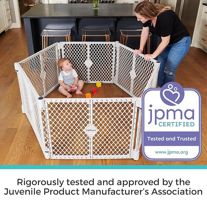 Toddleroo by North States - Superyard Baby Play Yard: Freestanding 6-Panel Baby Playpen - Indoor or Outdoor Use - Made in USA - Encloses Up to 18.5 Square Feet - 26 Inches Tall - Light Gray