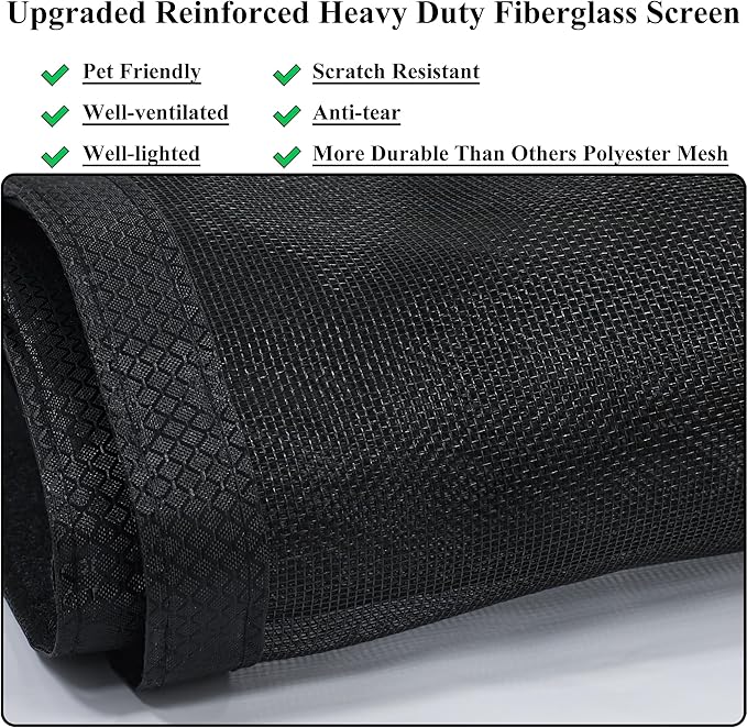 Magnetic Screen Door Upgraded-Model Full Strip Magnets,Reinforced Heavy Duty Mesh Screen Doors Magnets,Full Frame Seal Retractable Door Screen Magnetic Closure for Single Front Patio Sliding Door