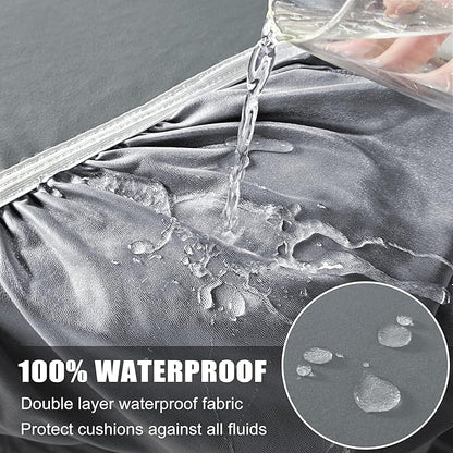 100% Waterproof Couch Cushion Covers, Chair Seat Cover, Stretch Sofa Cushion Covers, Reversible Sofa Protector Covers for Pets, Washable (Chair Cushion, Light Grey), Small