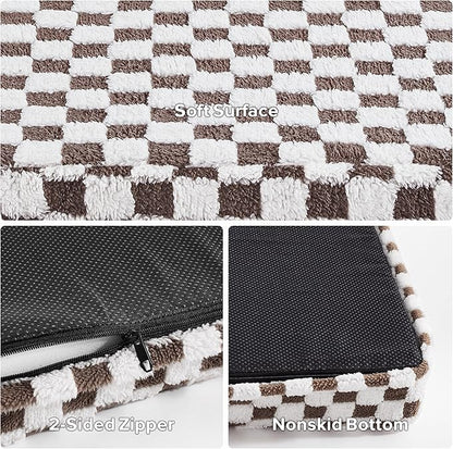 JOEJOY Dog Bed for Large Dogs, Large Orthopedic Dog Bed with Removable Washable Cover, Cute Modern Plush & Memory Egg Crate Foam Dog Bed, 36 x 27 inch, Cofffee