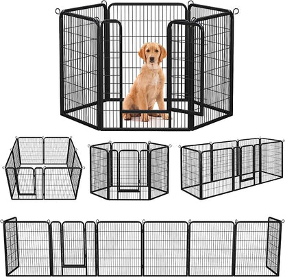 Yaheetech Wide Panel Dog Playpen, 6 Panels 40 inch High Pet Pen with Gate, Portable Indoor Outdoor Fence for Medium/Large Breed Dogs