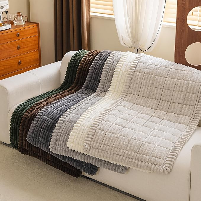 MYSKY HOME Couch Covers for 3-4 Cushion Sofa Pet Friendly, Couch Cover for Dogs, Sofa Covers for Pets Washable, Soft Non-Slip Sofa Slipcovers Furniture Protector Covers, Chococlate, 27.6" x 82.7"