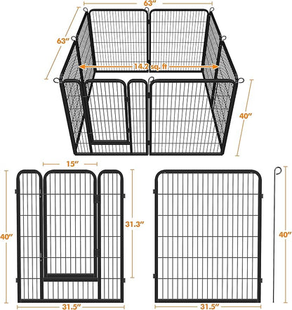 Yaheetech Wide Panel Dog Playpen, 6 Panels 40 inch High Pet Pen with Gate, Portable Indoor Outdoor Fence for Medium/Large Breed Dogs