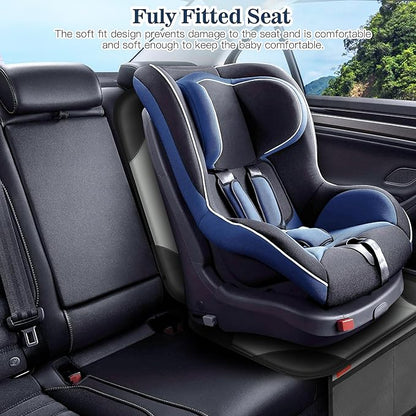 Sinvitron Car Seat Protector for Child Car Seat - Waterproof Non-Slip Leather Mat with 2 Mesh Pockets, Universal Seat Cover for Baby, Pets & Vehicles(2-Pack, Grey)