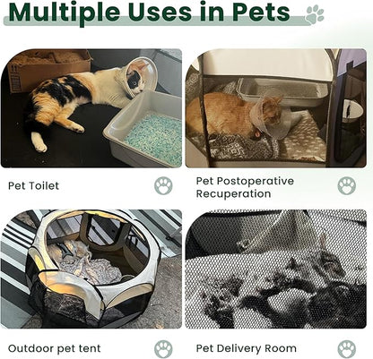 Love's cabin Pet Puppy Dog Playpen, Medium Dog Tent Crates Cage Indoor/Outdoor, Portable Playpen for Cat, Foldable Pop Up Dog Kennel Playpen with Carring Case, Removable Zipper Top, Green