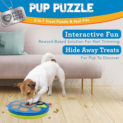 Pup Puzzle Interactive Dog Nail File Treat Dispensing Toy, Mentally Stimulating Nail Trimmer, Paw Care and Play Toy | Difficulty Level; Easy