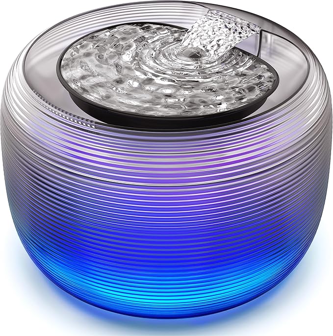 Kastty 3.5L Quiet Cat Water Fountain,118oz Large Capacity Pet Water Fountain for Cats Indoor with Water Level LED Light, Easy Cleaning Cat Fountains for Drinking Automatic Dog Water Fountain FS75