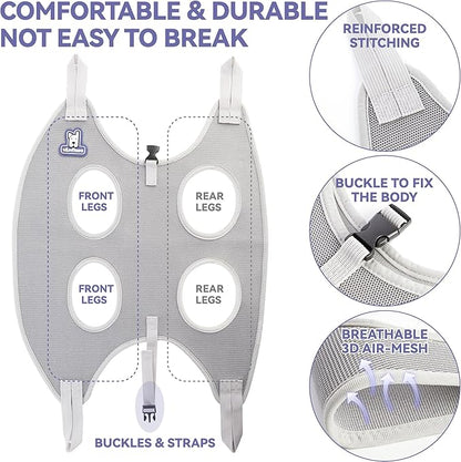 Loflaze Dog Grooming Hammock Harness for Dogs & Cats with Pet Nail Clipper Trimmer - Cat Hanger Sling for Trimming Clipping Nails- Dog Hammock Restraint Bag for Small Medium Large pet （ Purple XL）