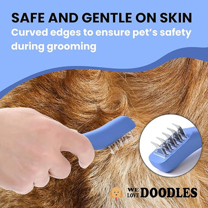 We Love Doodles Dematting Comb for Dogs - Dog Hair Mat Remover, Detangler Comb & Deshedding Tool, Removes Tangles, Knots, & Loose Hair, Metal Comb, Ergonomic Handle Family (5 Blades)