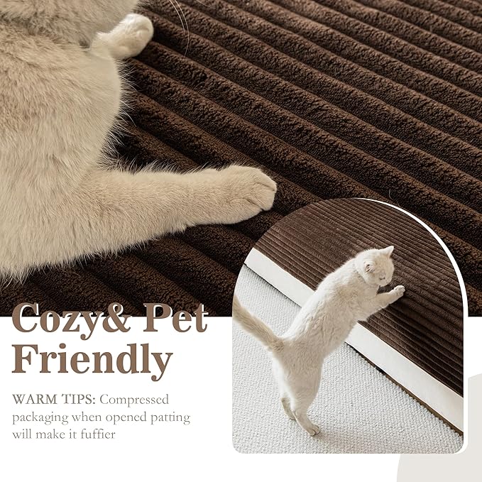 MYSKY HOME 100% Waterproof Couch Cover, Couch Covers for Dogs, Non Slip Couch Covers for Sectional Sofa, Couch Cover for 3 Cushion Sofa, Sofa Covers Washable Dog Bed Cover, Chocolate, 35"x70.9"