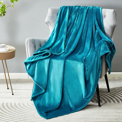 DREAMNINE Pack of 10 Fuzzy Soft Fleece Throw Blanket for Couch Sofa 50" x 60", Decorative Solid Lightweight Velvet Blankets for Chair, Cozy Accent Shaggy Plush Flannel Blanket for Bedroom, Teal