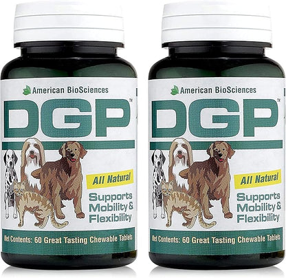 American BioSciences DGP, All-Natural Joint Supplement for Dogs - Joint Support with Turmeric, Boswellia Extract & More - Quick Effect for Pet Mobility Support - 120 Chewable Tablets (Pack of 2)