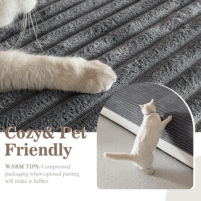 MYSKY HOME 100% Waterproof Couch Cover, Couch Covers for Dogs Washable, Non Slip Sectional Couch Covers, Couch Cover L Shape, Sofa Covers, Dog Bed Cover for Couch, Dark Grey, 35"x63"
