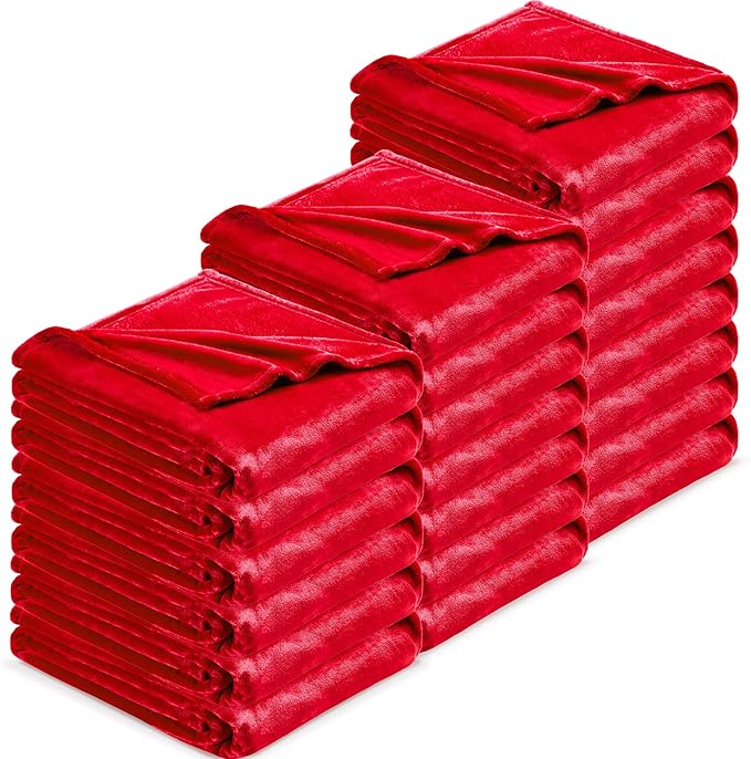 DREAMNINE Pack of 21 Fuzzy Soft Fleece Throw Blanket for Couch Sofa 50" x 60", Decorative Solid Lightweight Velvet Blankets for Chair, Cozy Accent Shaggy Plush Flannel Blanket for Bedroom, Red