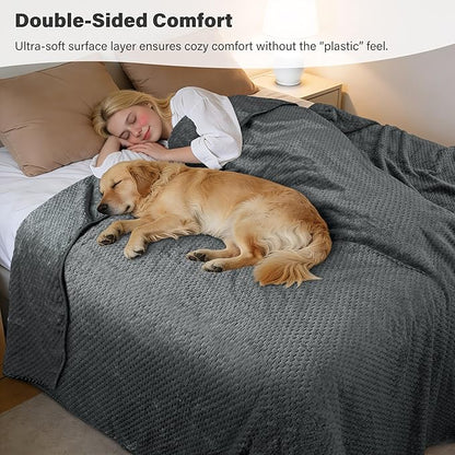 Catalonia Waterproof Pet Blanket for Sofa, Bed & Couch - Reversible Leakproof Fleece Furniture Protector Cover - Liquid Pee Proof Dog Cat Blanket for Small Medium Large Pets, Grey, 60" x 80"