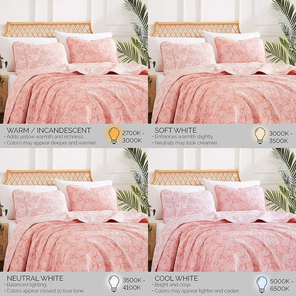 Southshore Fine Living, Inc. Twin XL Quilt Bedding Set, Boho Coverlet, Reversible Quilt, All Season 2-Piece Set with One Matching Quilted Pillow Sham, All Season Twin/XL Bedspreads for Adult, Coral